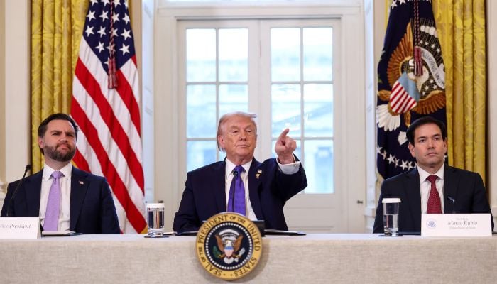 US President Donald Trump takes questions from reporters while Vice President JD Vance and Secretary of State Marco Rubio look on, as they attend a meeting with oil industry executives, at the White House in Washington, DC, US, January 9, 2026. — Reuters