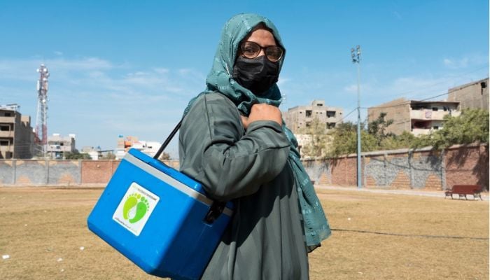 Erum, an area in-charge working under the polio eradication programme in Karachi, poses for a photo. — Pakistan Polio Eradication Initiative