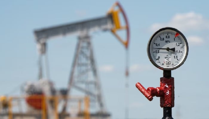 A view shows a pressure gauge near oil pump jacks outside Almetyevsk, in the Republic of Tatarstan, Russia, July 14, 2025. — Reuters