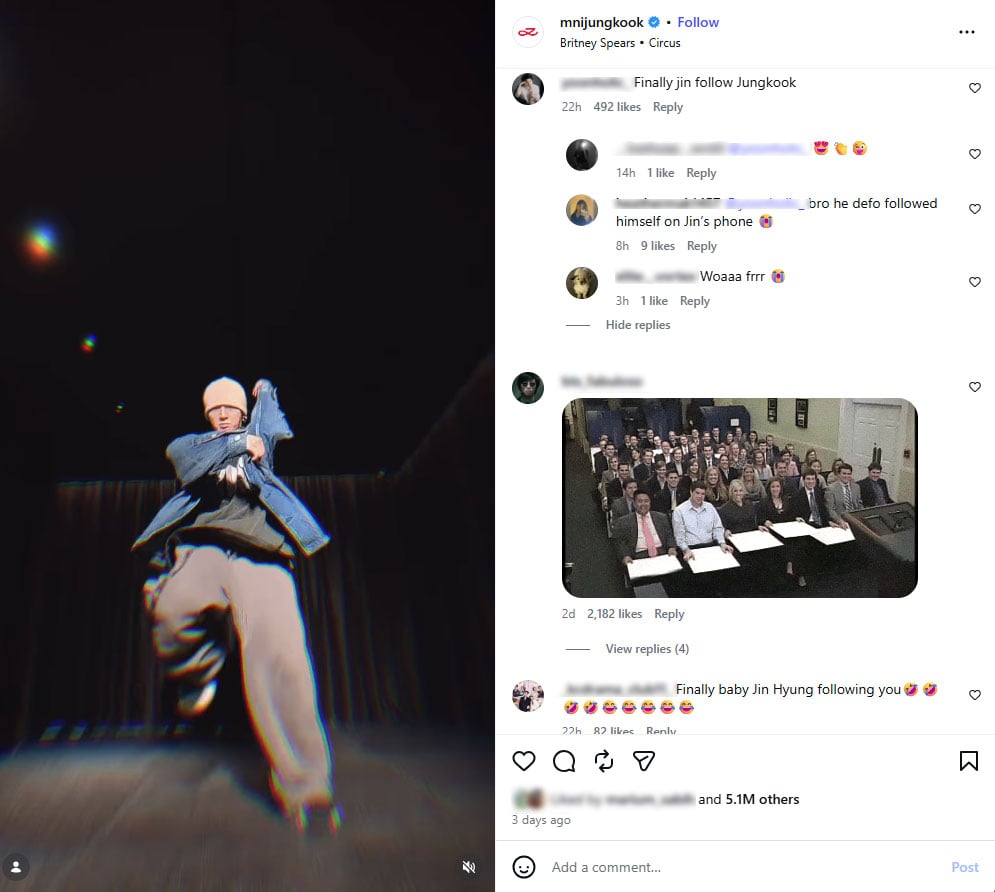 BTS ARMY lose it as Jin finally follows Jungkook on social media