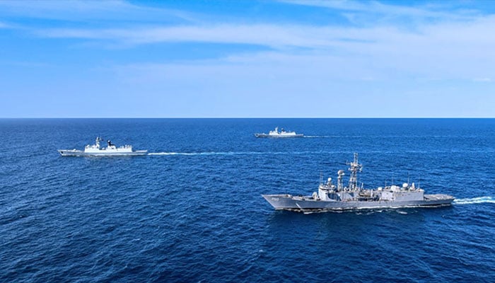 Pakistan and Chinese navies conduct Sea Guardian IV Exercise. — Facebook/@PakistanNavy