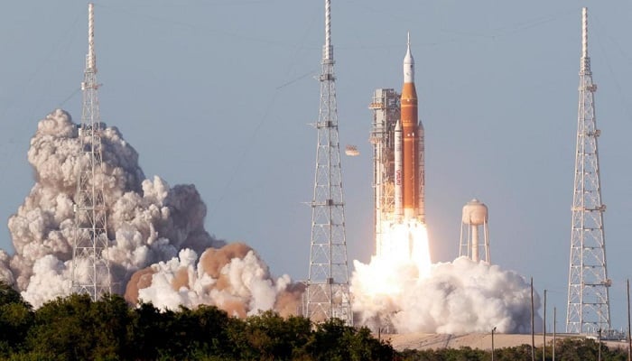 Nasa’s Artemis 2 mission lifts off, carrying astronauts Jeremy Hansen, Victor Glover, Reid Wiseman and Christina Koch on a journey around the Moon, April 1, 2026. —Reuters