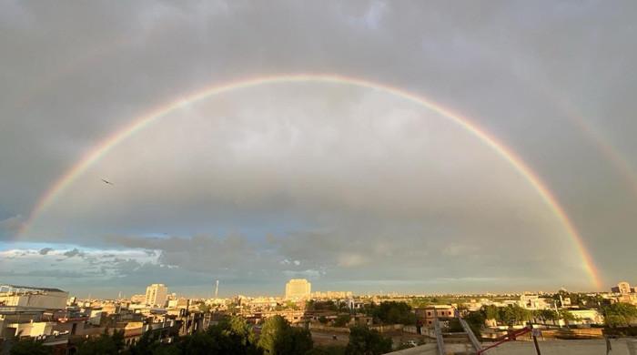 Karachi witnesses stunning rainbow after heavy rains