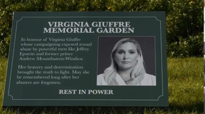 Anti-monarchists turn Buckingham Palace gardens into Giuffre Memorial