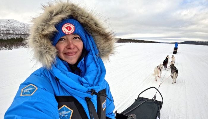 Pakistani adventure athlete and snowboarder Samar Khan during the Fjallraven Polar 2026. — Instagram/@skhanathlete