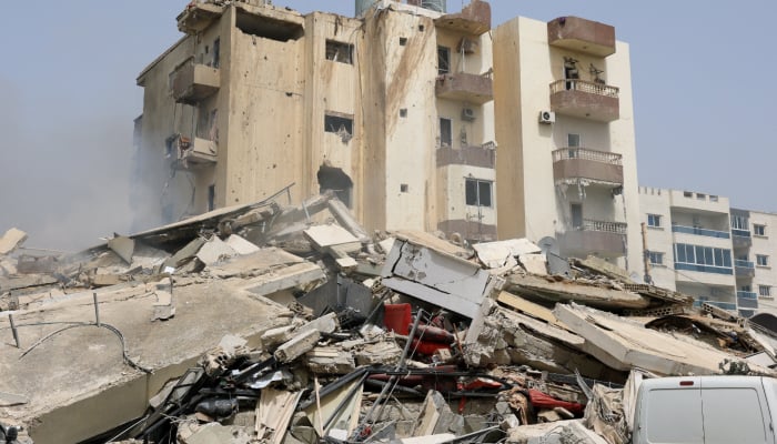 Rubble of a building destroyed in an Israeli airstrike, amid escalating hostilities between Israel and Hezbollah, as the US-Israeli conflict with Iran continues, in Tyre, Lebanon, April 4, 2026. — Reuters