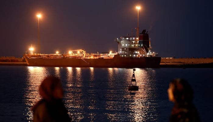 The Callisto tanker sits anchored in Port Sultan Qaboos as the traffic is down in the Strait of Hormuz, amid the U.S.-Israeli conflict with Iran, in Muscat, Oman, March 12, 2026.—Reuters
