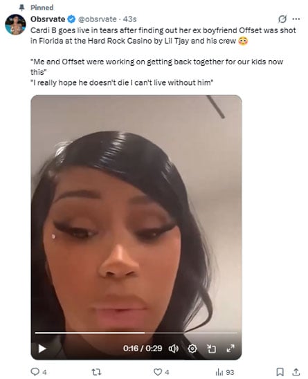 Cardi B reduced to tears after Offset gets shot? Cant live without him