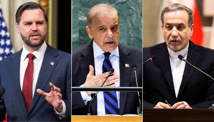 (From left) US Vice President JD Vance, Prime Minister Shehbaz Sharif and Iran’s Foreign Minister Abbas Araghchi. — Reuters/File
