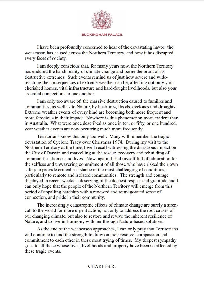 King Charles issues letter for Australia ahead of Harry, Meghan visit