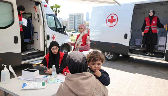 Displaced people, who fled their homes after Israeli evacuation orders, register to undergo medical checks at a Lebanese Red Cross mobile clinic, near their makeshift camp in Beirut, Lebanon, April 8, 2026.— Reuters/File