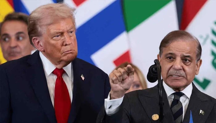 US President Donald Trump and Pakistani Prime Minister Shehbaz Sharif attend a world leaders summit in Egypt during October on ending the Gaza war. — Reuters