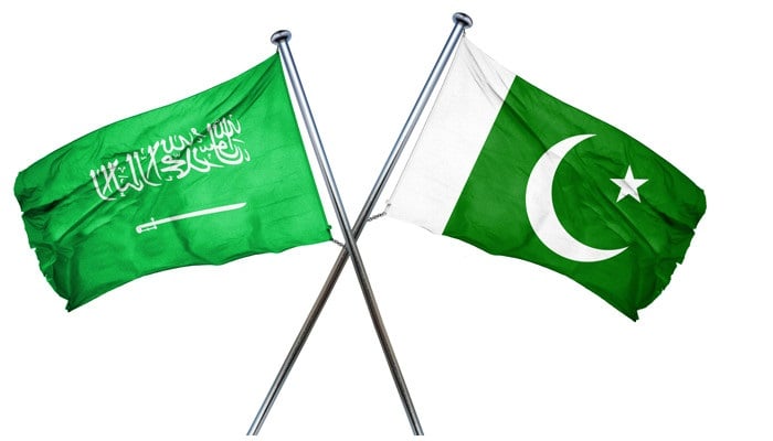 Pakistan and Saudi Arabian flags. —APP/File