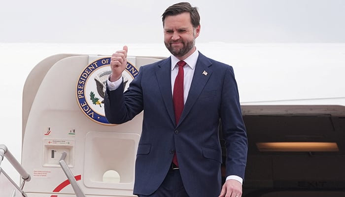 US Vice President JD Vance disembarks from Air Force Two after arriving for talks with Iranian officials in Islamabad, Saturday, April 11, 2026. — Reuters