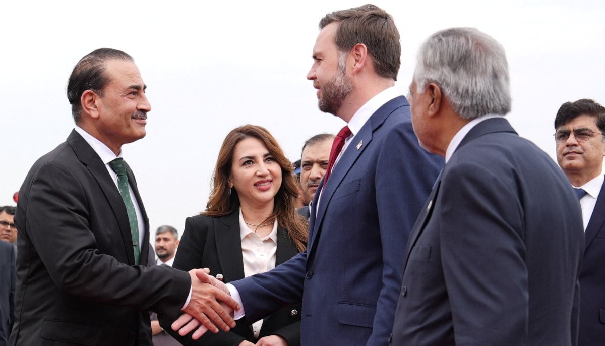 US Vice President JD Vance shakes hands with Chief of Defence Forces and Chief of Army Staff Field Marshall Asim Munir as Charge dAffaires of the US Embassy in Islamabad Natalie A Baker and Deputy Prime Minister and Foreign Minister Mohammad Ishaq Dar look on, after arriving for talks with Iranian officials in Islamabad, Saturday, April 11, 2026. — Reuters