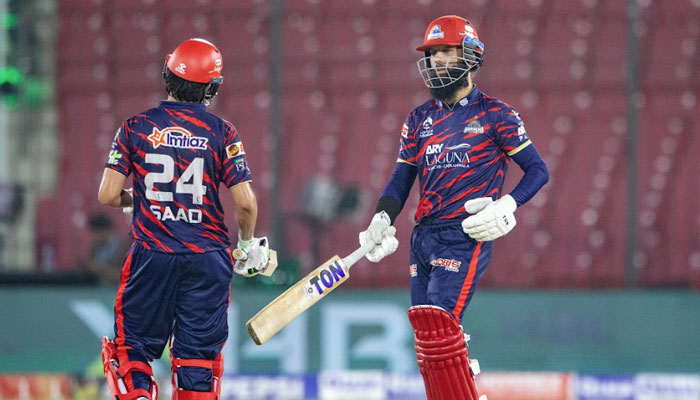 Karachi Kings Saad Baig (left) and Moeen Ali in action during their PSL 11 match against Hyderabad Kingsmen at the National Bank Stadium in Karachi on April 11, 2026. — PSL