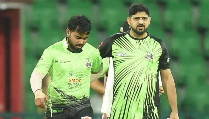 Parvez Hossain Emon walks off the field after a collision with teammate Asif Ali during the Pakistan Super League (PSL) match against Multan Sultans at Gaddafi Stadium in Lahore, Pakistan, on April 3, 2026. — PSL