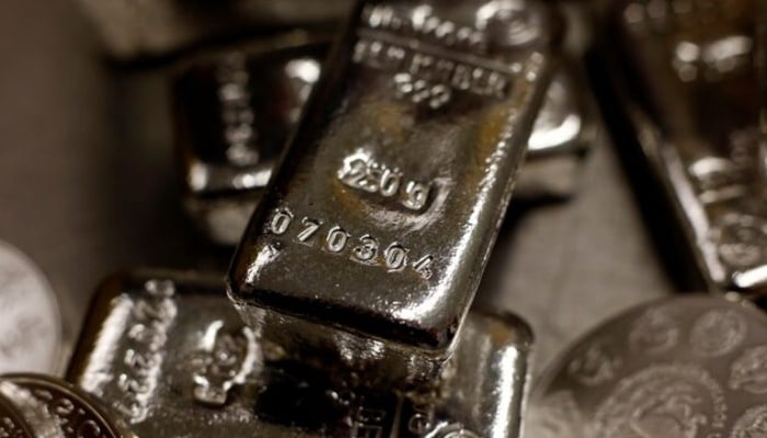 Silver bars stacked on a table in the safe deposit boxes room of the ProAurum gold house in Munich. — Reuters/File