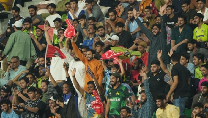 This picture shows fans at the Gaddafi Stadium in Lahore witnessing PSL 10 match between Lahore Qalandars and Karachi Kings on May 4, 2025. — PCB