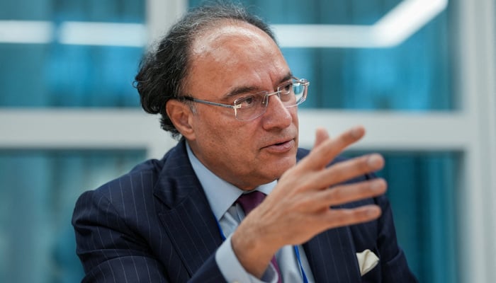 Pakistan Finance Minister Muhammad Aurangzeb speaks during an interview at the International Monetary Fund and World Bank Group’s annual spring meetings in Washington DC, US, April 13, 2026. — Reuters
