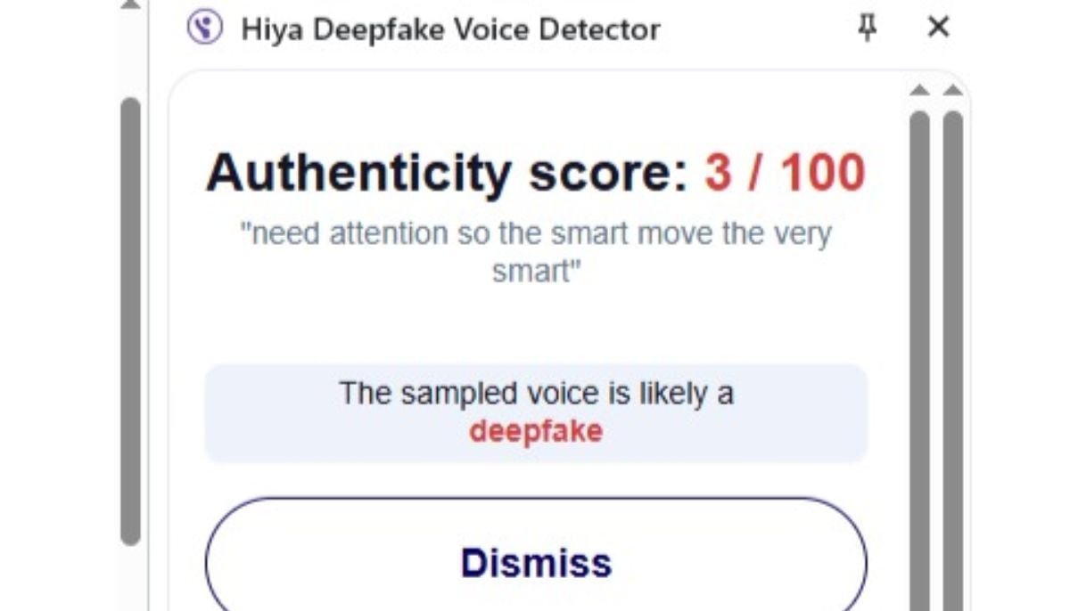 Hiya indicates a high probability that the audio was generated using AI tools.