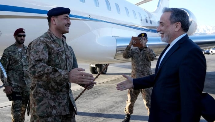 Field Marshal Asim Munir (left) meets Iranian Foreign Minister Abbas Araghchi upon his arrival in Tehran on April 15, 2026. — X/@Iran_GOV