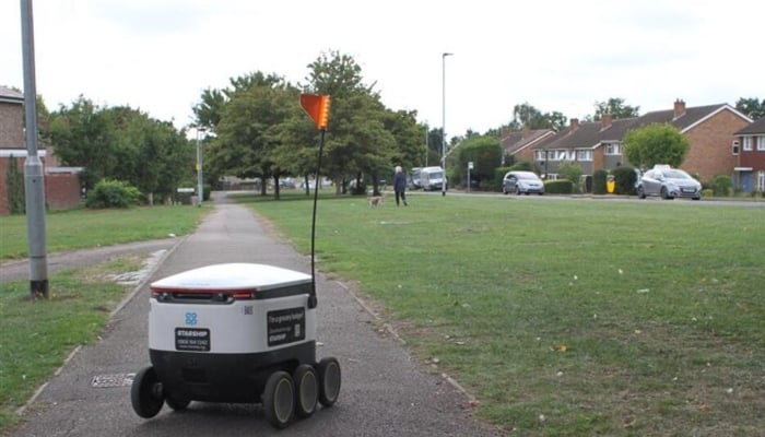 A delivery robot is seen making a delivery in Bedford, Britain. — Reuters/File