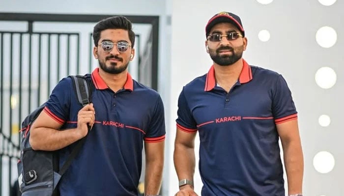 UAE cricketers Khuzaima Bin Tanveer (left) and Muhammad Waseem pictured after arriving in Karachi on April 5, 2026. — Instagram/i.khuzaim786