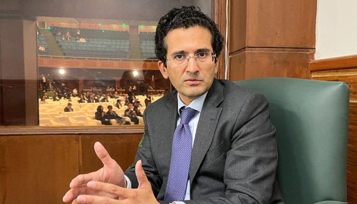 Minister for Petroleum and Natural Resources Ali Pervaiz Malik speaks during an interview with Reuters during the Pakistan Minerals Investment Forum 2025, Islamabad, Pakistan April 8, 2025. — Reuters