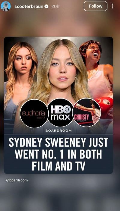 Sydney Sweeney, Scooter Braun go Instagram official after Euphoria outing