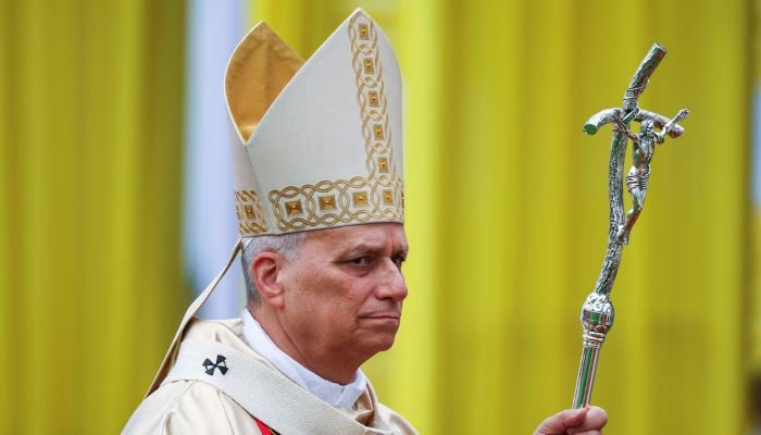 Pope Leo XIV arrives to hold a holy Mass for peace and justice at Bamenda airport in Bamenda, Cameroon, April 16, 2026. — Reuters
