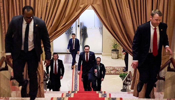 US Vice President JD Vance arrives for a meeting with Prime Minister Shehbaz Sharif in Islamabad, Pakistan, for talks about Iran, April 11, 2026. — Reuters