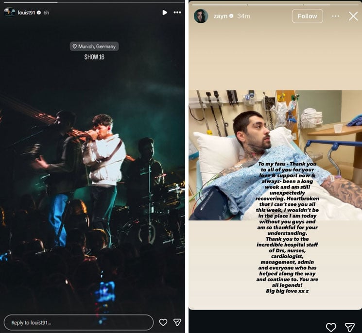 Louis Tomlinson shares update after Zayn Malik suffers health setback