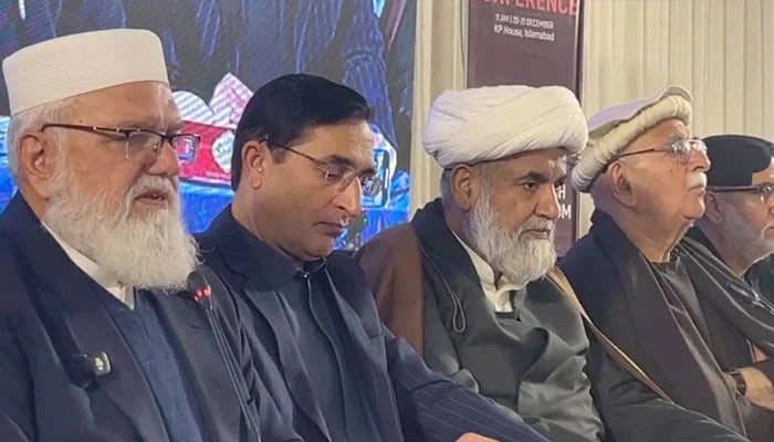 Tehreek Tahaffuz Aiyeen-e-Pakistan (TTAP) holds two-day conference at Khyber Pakhtunkhwa House in Islamabad. — Screengrab via Facebook/@PTIOfficial