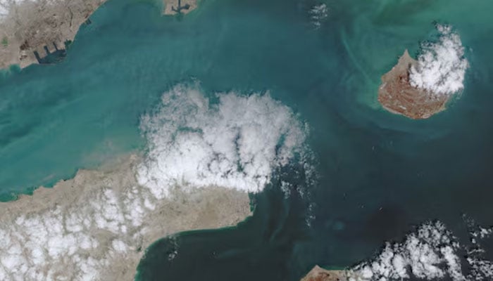 A satellite image shows the ship movement at the Strait of Hormuz on April 17, 2026, in Space. — Reuters