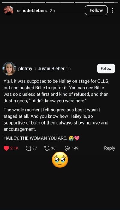 Inside Hailey Biebers role in Billie Eilishs One Less Lonely Girl moment