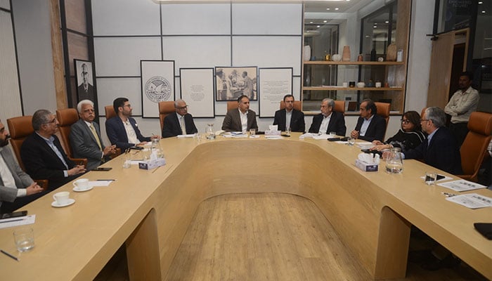 Minister of State for Finance Bilal Azhar Kayani holds meeting with Overseas Investors Chamber of Commerce and Industry (OICCI) leaders and members in Karachi on April 19, 2026. — Ministry of Finance