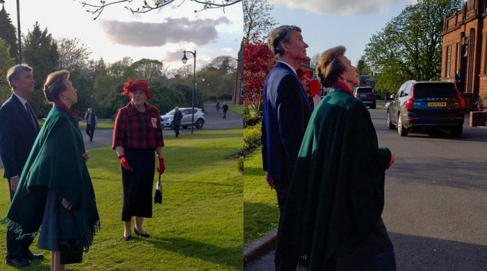 Princess Anne revisits Queen's tree before enjoying evening music 