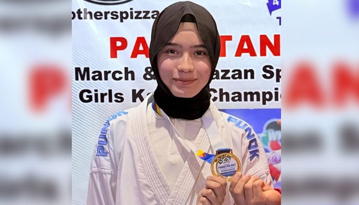Late national karate player Arzoo Haider Ali poses for a photo after winning a medal. —	Instagram/ hska_2004
