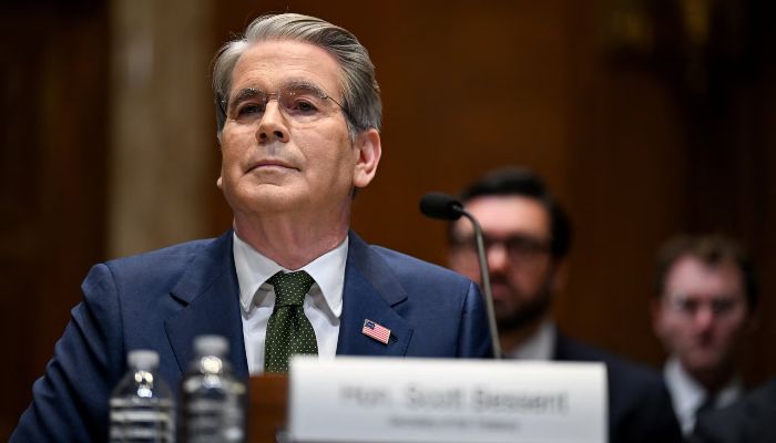 US Treasury Secretary Scott Bessent attends a Senate Appropriations Financial Services and General Government Subcommittee hearing on President Trumps fiscal year 2027 budget request for the Department of the Treasury, on Capitol Hill in Washington, D.C., U.S., April 22, 2026.