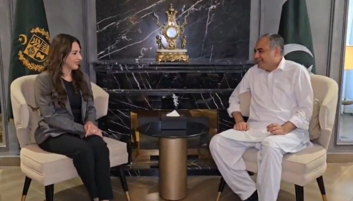 Interior Minister Mohsin Naqvi (right) and US Charge d’Affaires Natalie Baker during meeting in Islamabad on April 23, 2026. — Screengrab via X@MOIofficialGoP