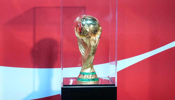 The FIFA World Cup trophy at the FIFA World Cup 26 Trophy Tour. — Reuters/File