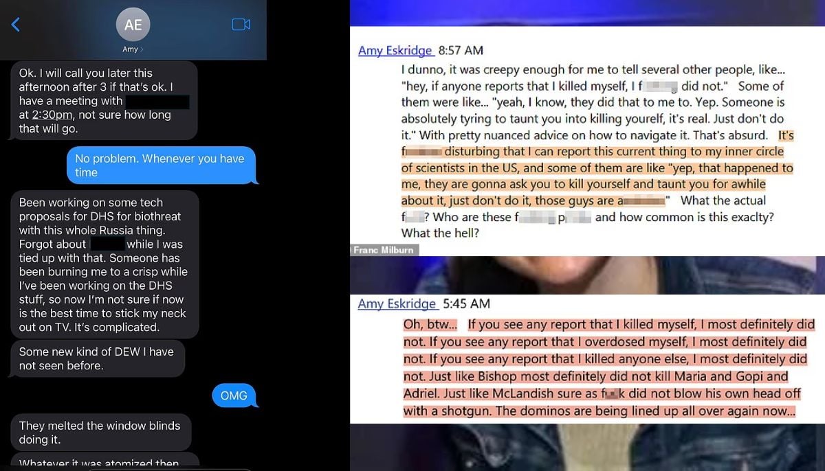 ‘If I die, it wasn’t me’: Chilling final texts of US scientist before death sparks mystery