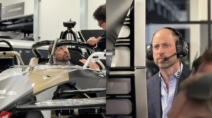 Prince William tries to squeeze into Formula E car on Louis' birthday