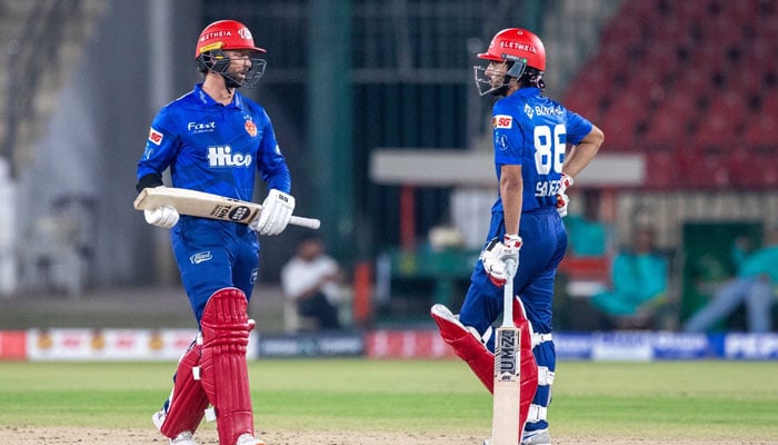 Islamabad United’s batters at the crease during their match against Hyderabad Kingsmen in the 36th match of the Pakistan Super League (PSL) 11 at the National Bank Stadium on April 24, 2026. — PSL