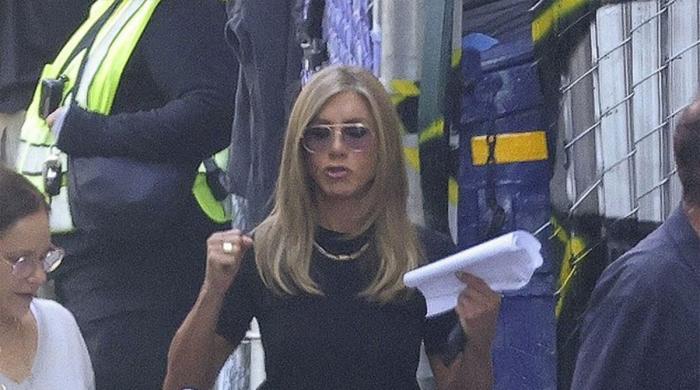 Jennifer Aniston spotted script in hand filming intense scenes 
