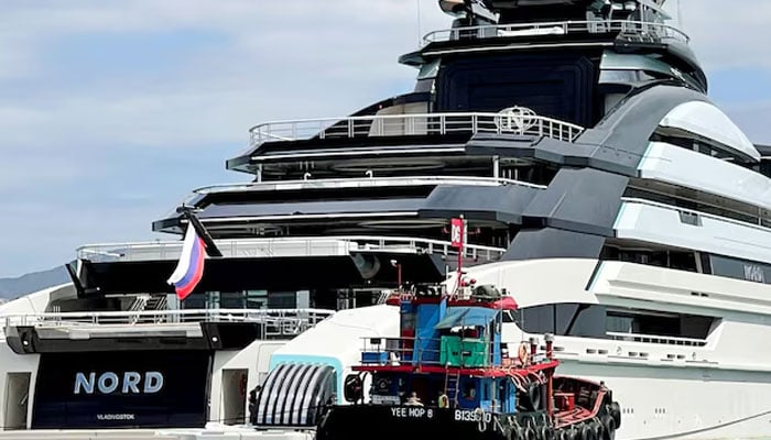 The 465-foot superyacht Nord, linked to sanctioned Russian oligarch Alexei Mordashov is seen in Hong Kong, China, October 20, 2022. — Reuters