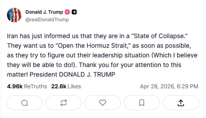 — Truth Social/@realDonaldTrump