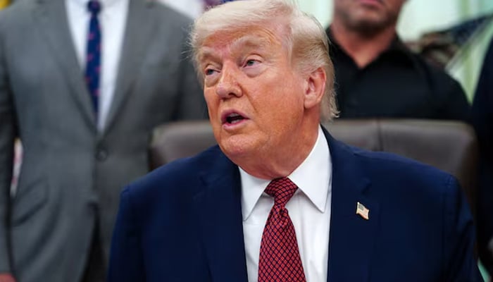 This file photo shows US President Donald Trump addressing media in the Oval Office of the White House in Washington, DC. — Reuters/File