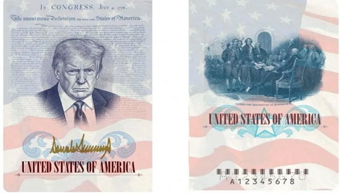 A US passport featuring an image and signature of US President Donald Trump is seen this rendering released by the State Department in Washington, DC, US, April 28, 2026. — Reuters